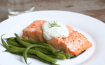 Salmon with Dill Sauce, Lemon Green Beans
